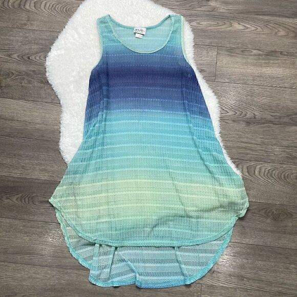 Turquoise Blue Swimsuit Cover Up Jordan Taylor High Low Small - Medium Stretchy - Picture 2 of 8